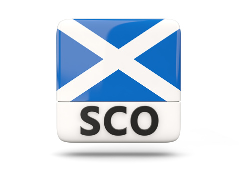 Square icon with flag of scotland and ISO code