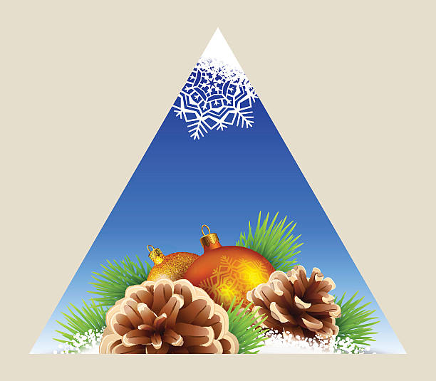 ilustraciones, imágenes clip art, dibujos animados e iconos de stock de triangular fondo de invierno - january pine cone february snow