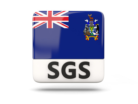 Square icon with flag of south georgia and the south sandwich islands and ISO code