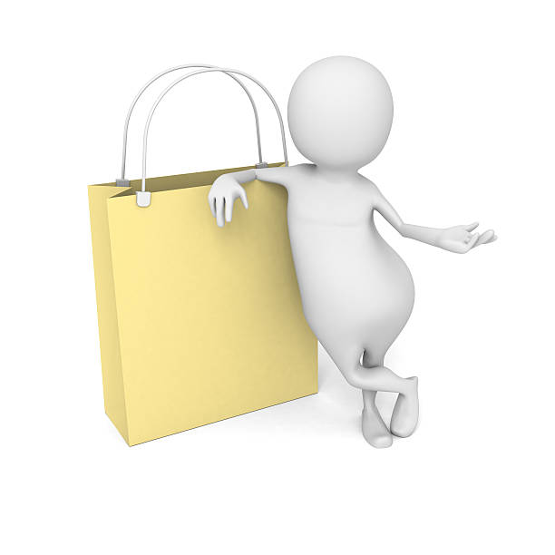 istock White 3d Man With Big Shopping Bag 493981394