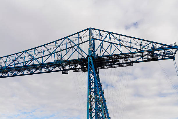istock Large blue girders, Tees Transporter Bridge, Middlesbrough, Engl 493983351