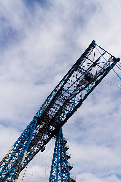 istock Large blue girders from below, Tees Transporter Bridge, Middlesb 493983353