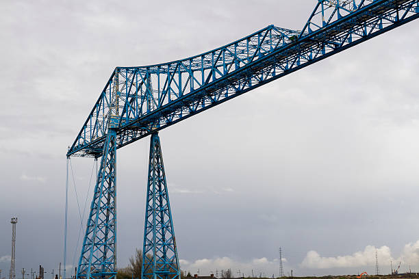 Large blue girders, Tees Transporter Bridge, Middlesbrough, Engl