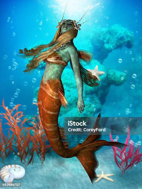 Seawater Mermaid Stock Photo - Download Image Now - Mermaid, Spooky, Adult