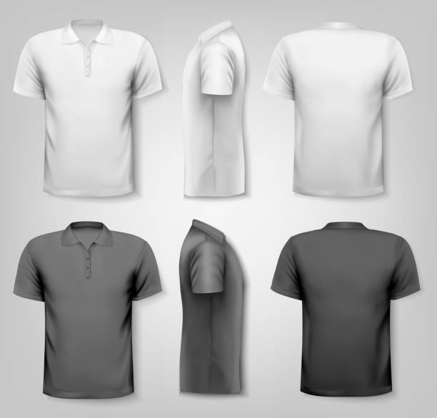 ilustraciones, imágenes clip art, dibujos animados e iconos de stock de camisas de polo con espacio para texto de muestra.  vector. - polo shirt