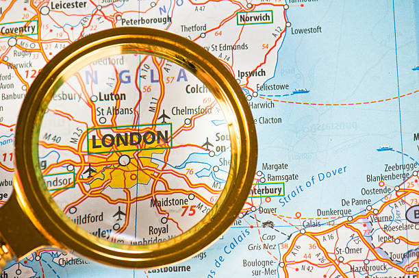 London on a map stock photo