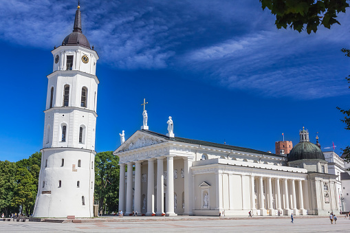 The Cathedral and belfry tower on the Cathedral Square in central Vilnius, Lithuania