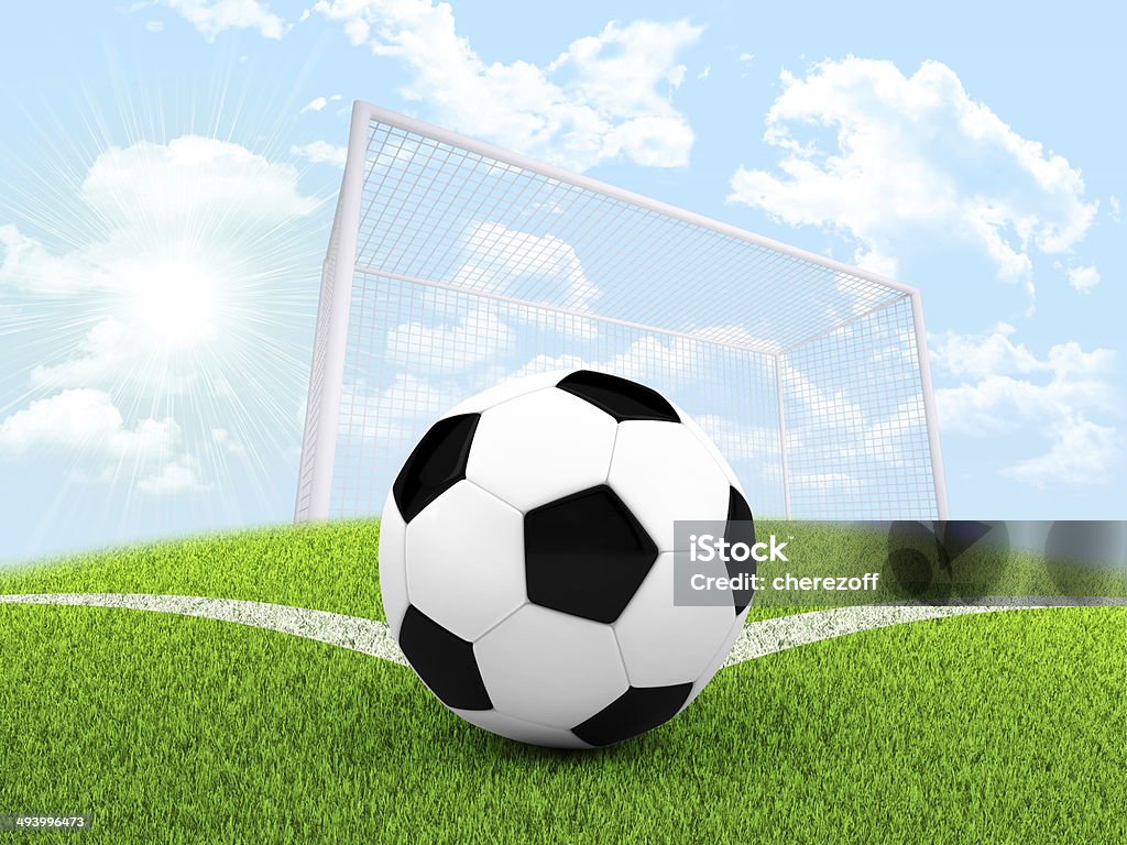 Soccer ball in the corner of field Soccer ball in the corner of field. Sport background Agricultural Field Stock Photo