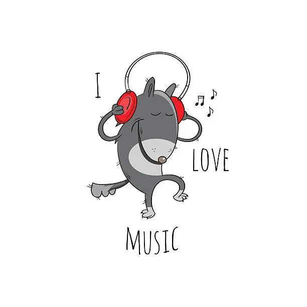 Vector illustration of I love musik.