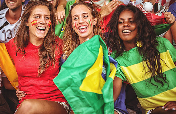 istock mixed national world supporter at the soccer stadium 493996901