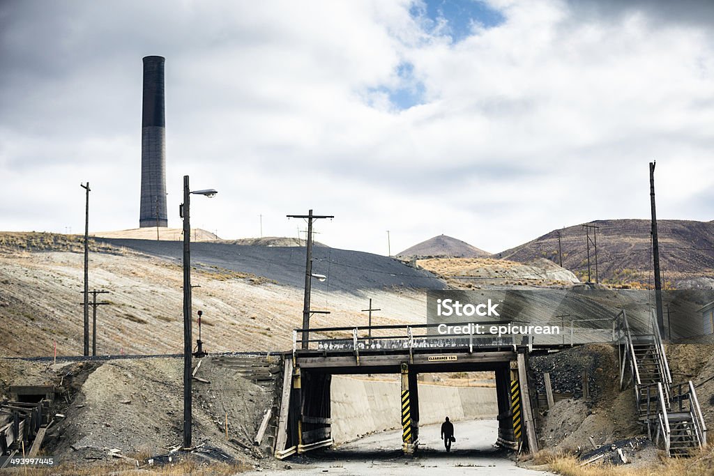 Uomo che cammina in piedi sotto il ponte backdropped di pianura occidentale - Foto stock royalty-free di Cemento