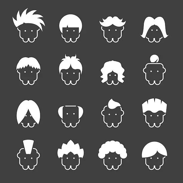 Vector illustration of Hair Style Icons - White Series