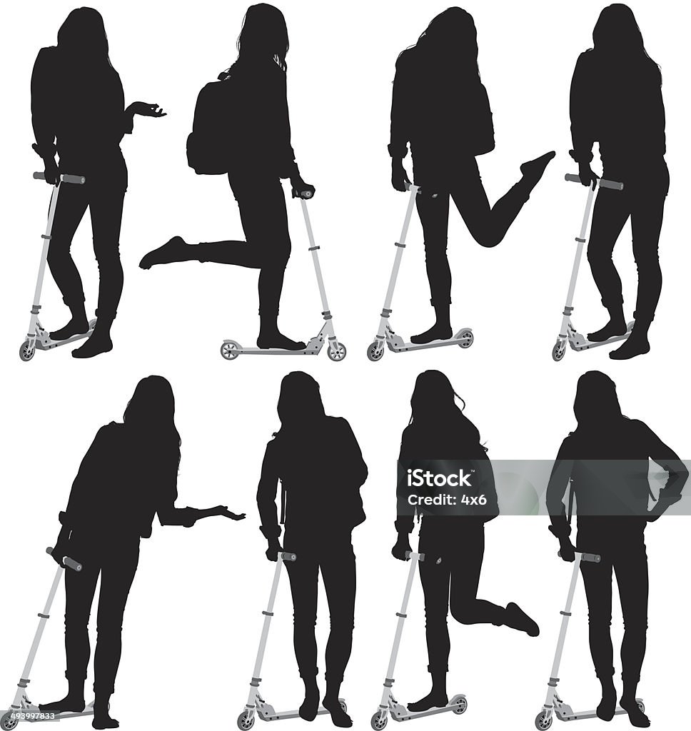 Woman with scooter Woman with scooterhttp://www.twodozendesign.info/i/1.png Teenager stock vector