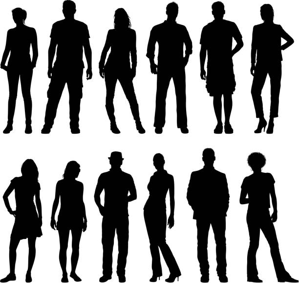 Young People Silhouettes Young people silhouettes.Please take a look at other work of mine linked below.  portrait silhouettes stock illustrations