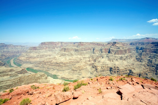 View of the Grand Canyon, Arizona from Guano Point, a popular vantage point on the West Rim of the Canyon.