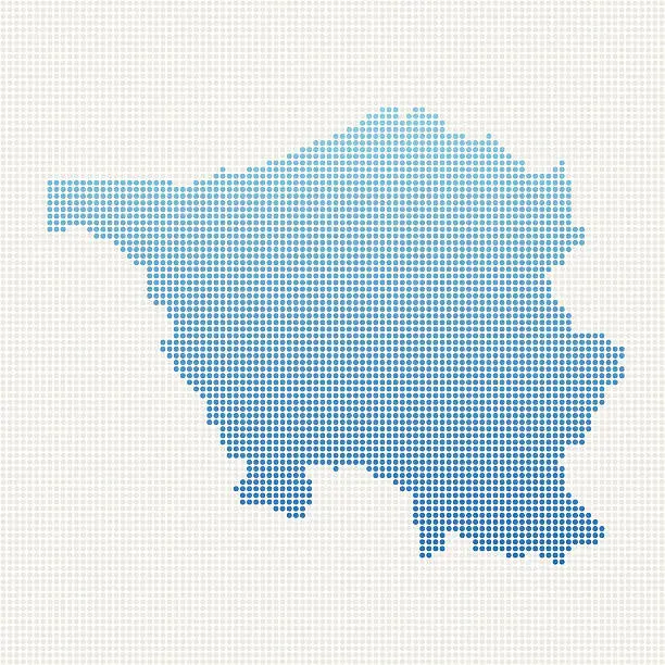 Vector illustration of Saarland Map Blue Dot Pattern