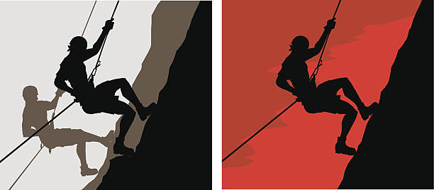 Climbers Two drawings of climbers or icons zip line stock illustrations