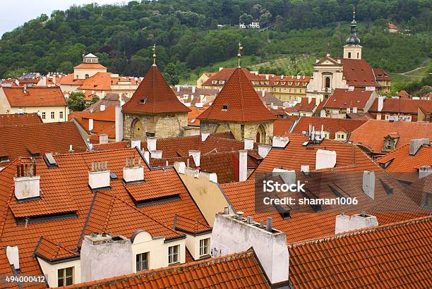 View Of Prague City From Hill Stock Photo - Download Image Now - 2015, Architecture, Arranging