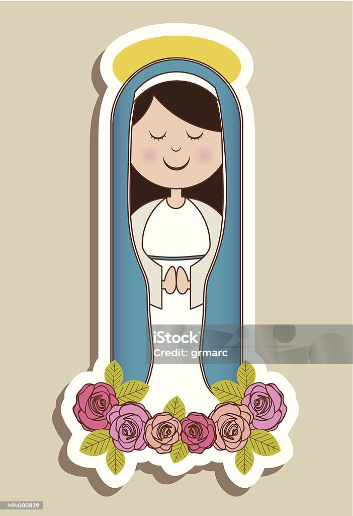 Virgin Mary Religious Illustration from the Virgin Mary, mother of Jesus Christ, vector illustration Adult stock vector