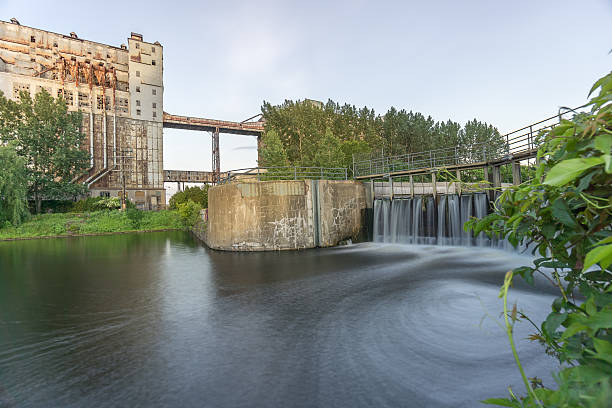 istock Abandoned Grain Silo with Waterfall and Whirlpool 494001098