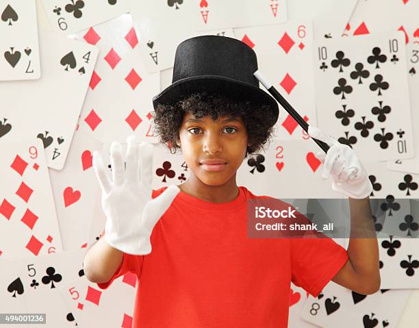 Young Magician With Magic Wand Stock Photo - Download Image Now - Magician, Teenager, Magic Trick