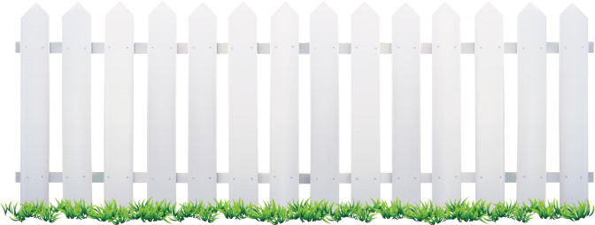 White Fence and Grass - Illustration