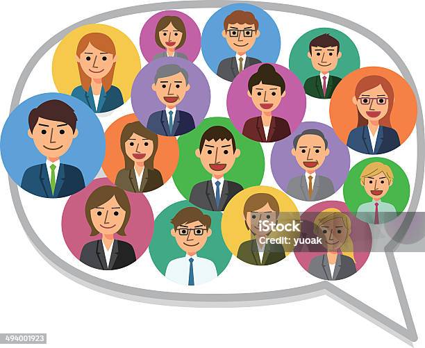 Communication Concept Stock Illustration - Download Image Now - Multiracial Group, Balloon, Online Messaging