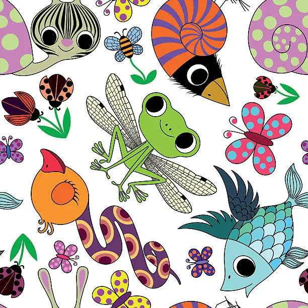 Vector illustration of Cute Bestiary Pattern.