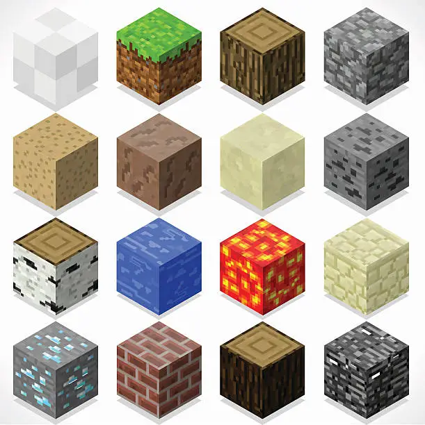 Vector illustration of Mine Cubes 04 Elements Isometric