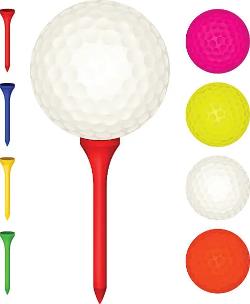 Vector illustration of Golf Balls and Tees