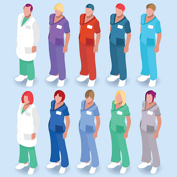 illustrations, cliparts, dessins animés et icônes de hôpital isométrique 14 personnes - licensed