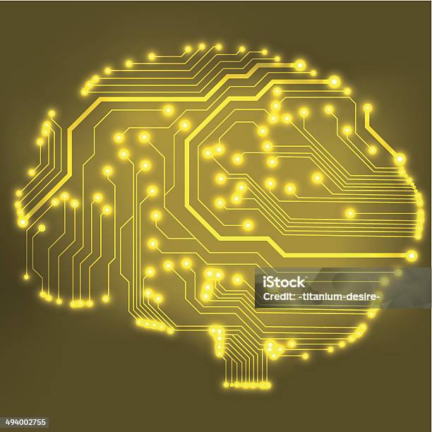 Circuit Board Computer Brain Vector Illustration Stock Illustration - Download Image Now - Abstract, Anatomy, Biological Cell