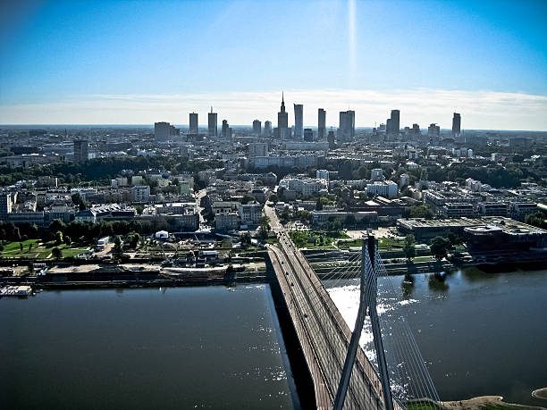 View of the Warsaw city from the air 