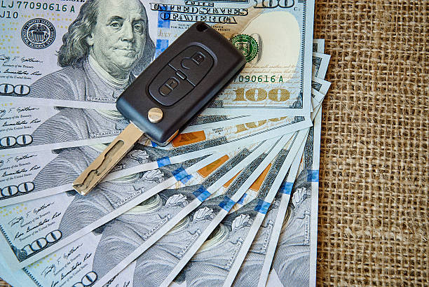 istock Money and car keys on a burlap 494003832