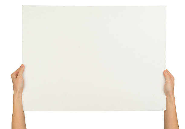 istock Humans arms with horizontal blank card 494006290