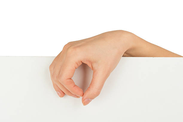 istock Womans hand with empty card, close up view 494006398