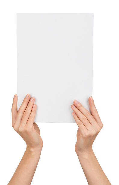 istock Womans arms with vertical blank card 494006700