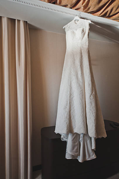 istock Wedding dress on a hanger 494007618