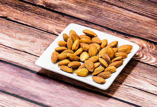 Delicious almonds on the table