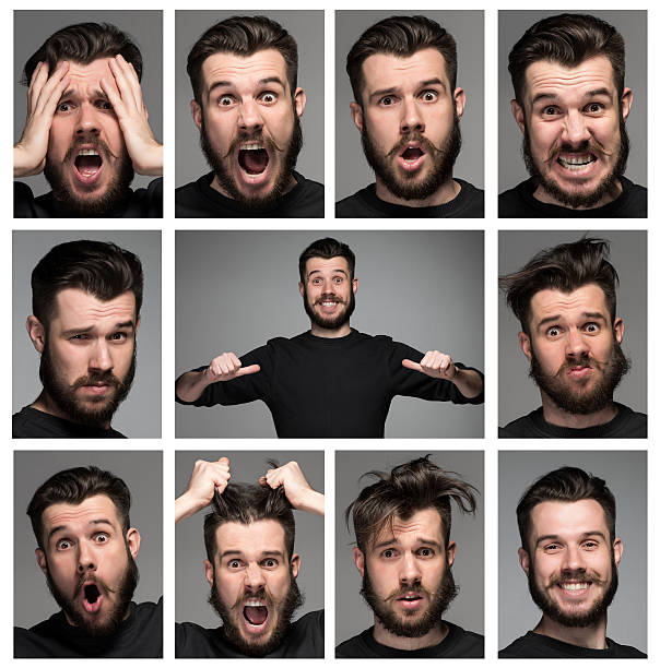 istock Set of young man's portraits with different emotions 494027190