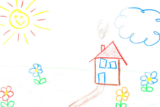 istock child drawing house and flowers 494029878