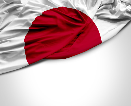 Japan waving flag on white background