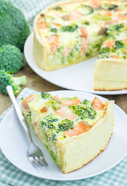 istock Quiche with salmon, cheese and broccoli 494031538
