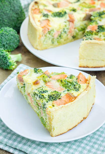 istock Quiche with salmon, cheese and broccoli 494031616