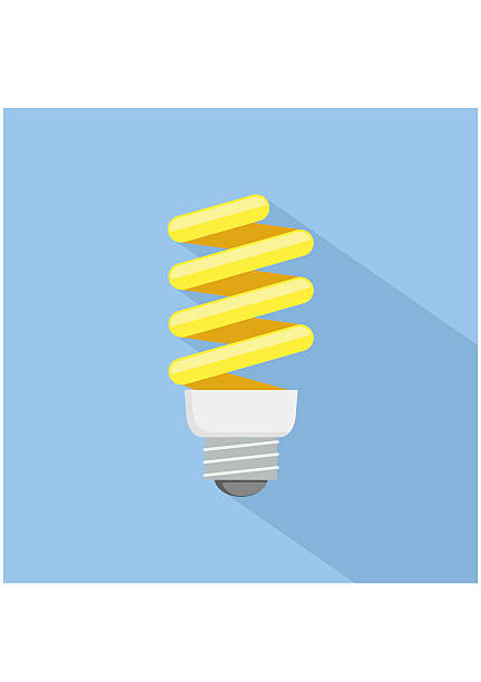 ilustraciones, imágenes clip art, dibujos animados e iconos de stock de icono de la bombilla de ahorro de energía. estilo plano - fluorescent light resourceful energy fuel and power generation