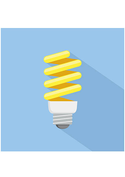에너지 절감 전구 아이콘. 평편 스타일 - light bulb fluorescent light lighting equipment stock illustrations