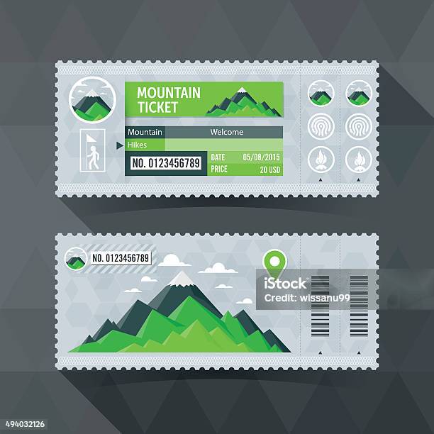 Ilustración de Mountain Park Viaje Boleto Card Elemento De Diseño Moderno y más Vectores Libres de Derechos de Cupón