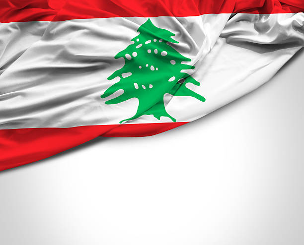 istock Lebanon waving flag on white background 494032756