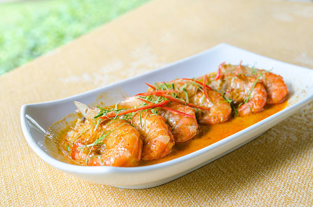 istock Curry fried shrimp with coconut milk 494034304
