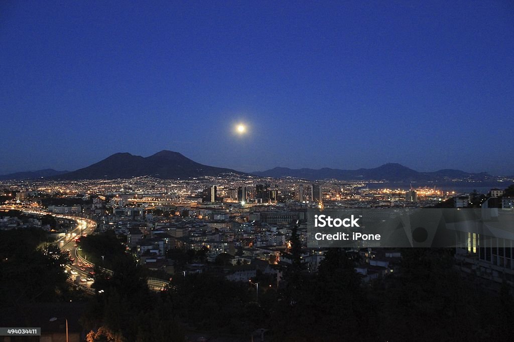Naples Metropolitan Night Beautiful postcard of Naples at dusk in a new perspective never seen before Day Stock Photo